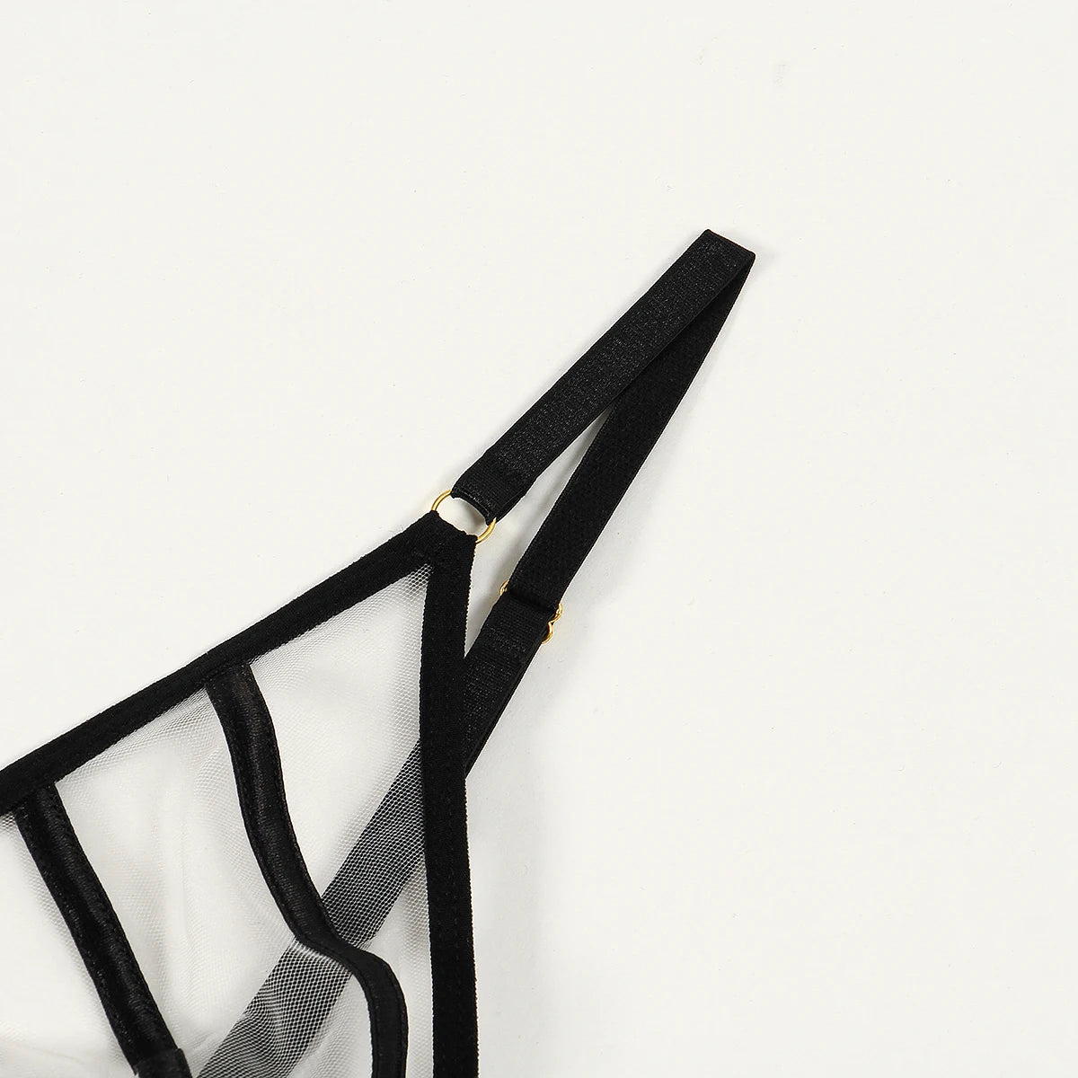 Conjunto de lencería erótica de cuatro piezas con copa triangular, sexy, de malla transparente, novedad de verano de 2024