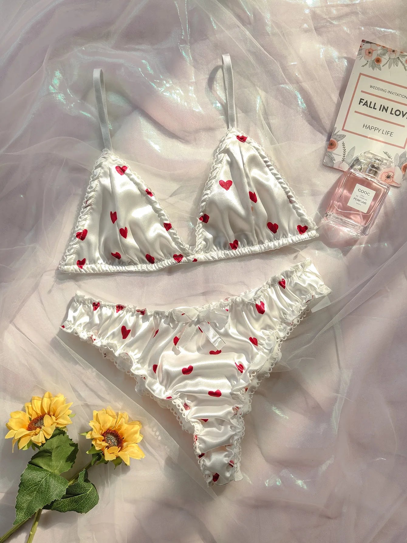 Damen Erotik Dessous Anzug Bowknot Sexy Bügellose Dessous Unterwäsche Zweiteiliges weibliches weißes Set