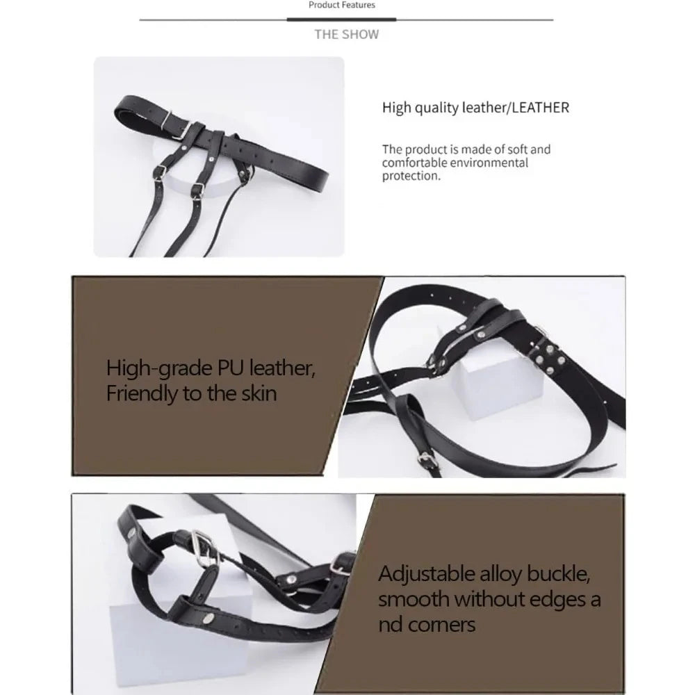 Soporte para vibrador BDSM, vibrador de bondage, juguetes sexuales de cuero, arnés con correa, cinturón de castidad para orgasmos forzados, para juegos de adultos.