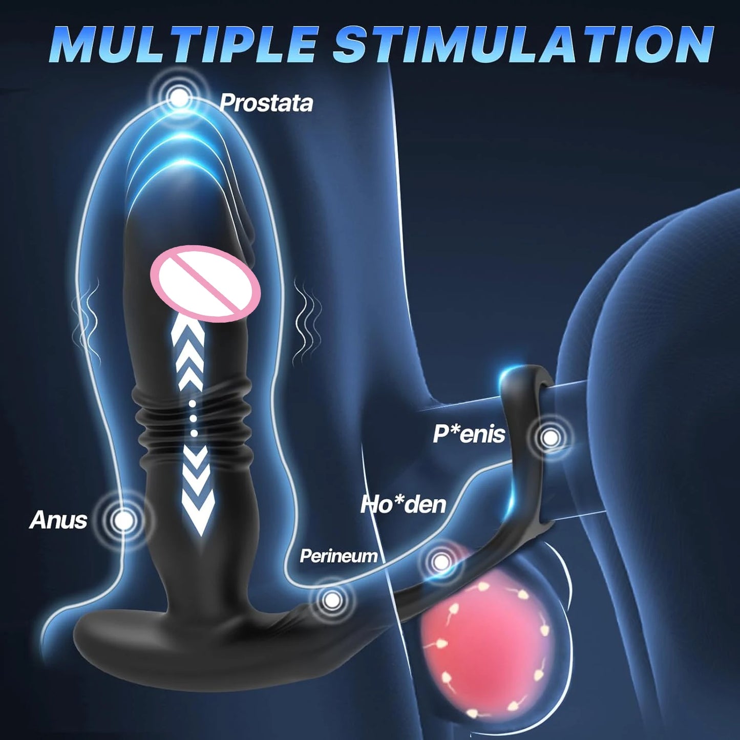 Männliche Prostatamassage Teleskop-Vibrator Anal Butt Plug Vibrator Verzögerung Ejakulation Penisring Dildos Sexspielzeug für Männer Homosexuell 18+