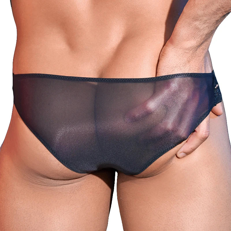 Sexy Spitze Seidig Dünne Transparente Dessous Verführerisch Schwul Verführerisch Trendy Sissy Herren Unterwäsche Bikini Slips Erwachsene Männer Vergnügen
