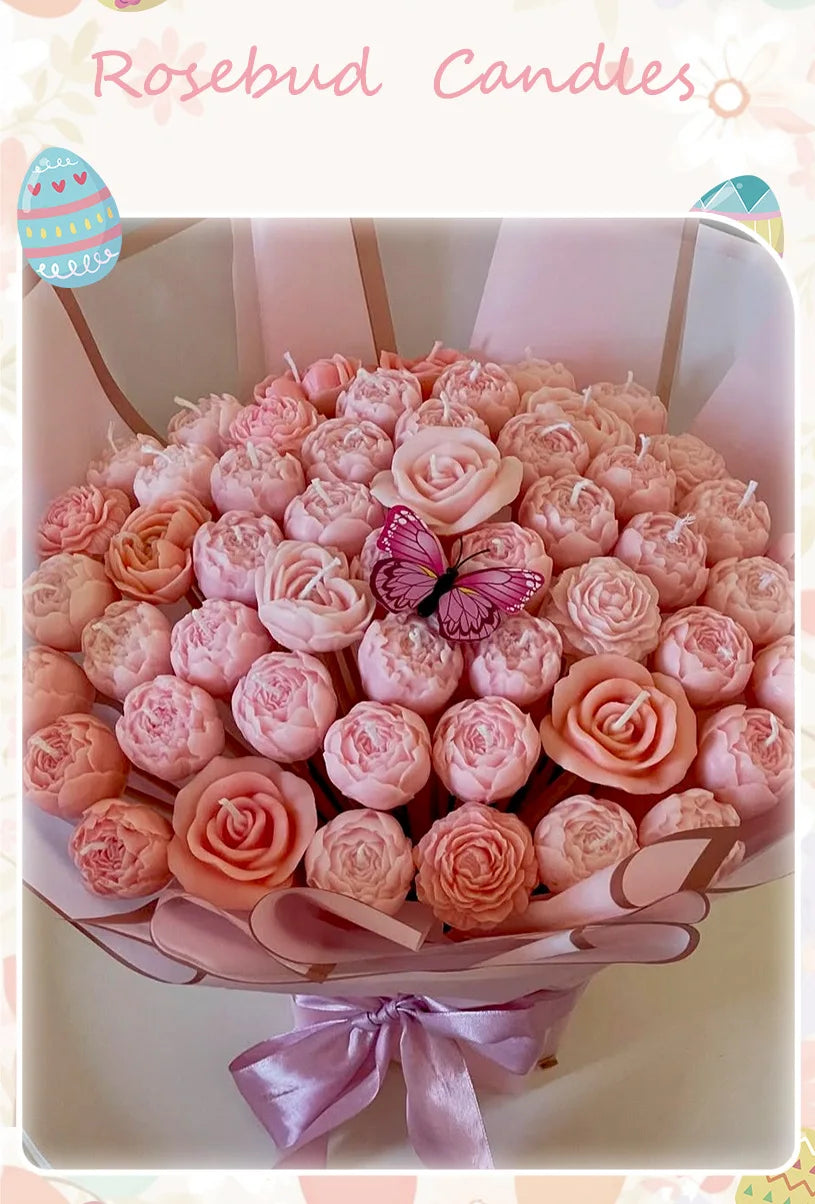 1 Stück Romantische Rosenknospen-Duftkerzen, rauchfreie Zimmer-Dekorationskerze, Valentinstag, Hochzeit, Geburtstag, Party, Dekoration, Geschenke