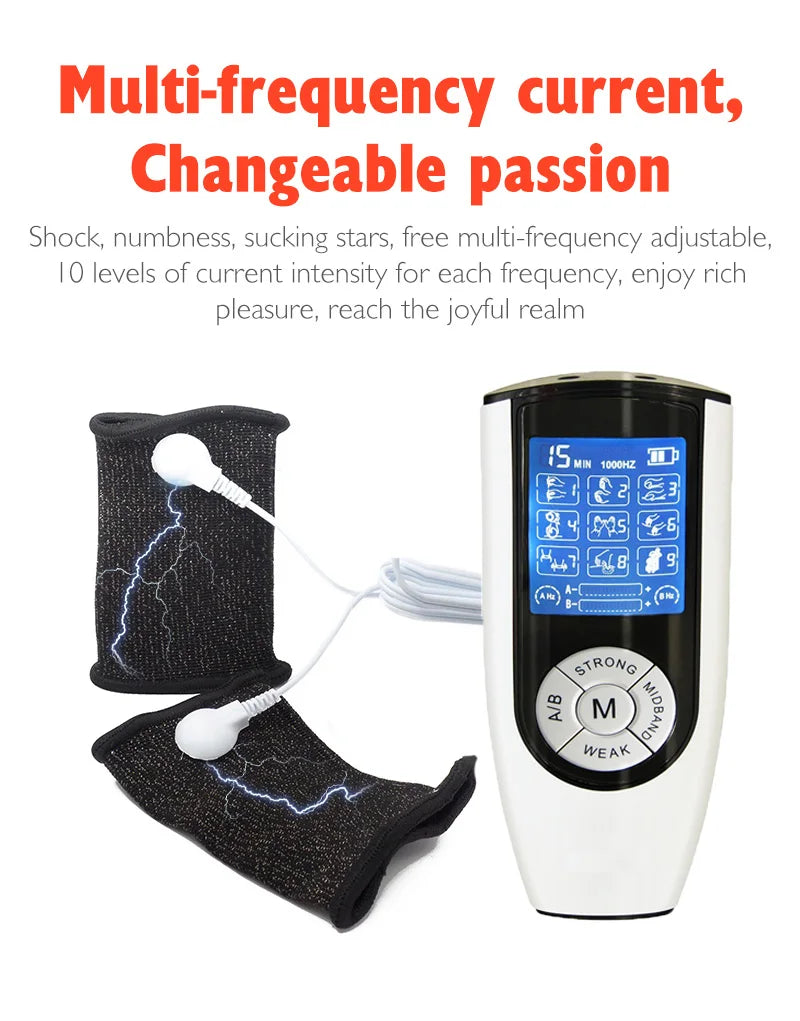 BDSM Elektroschock Leitfähige Faser Penishülle E-Stim Hodensackringe Elektrisches Spiel Penistherapie Vergrößerung Männliche Sexprodukte