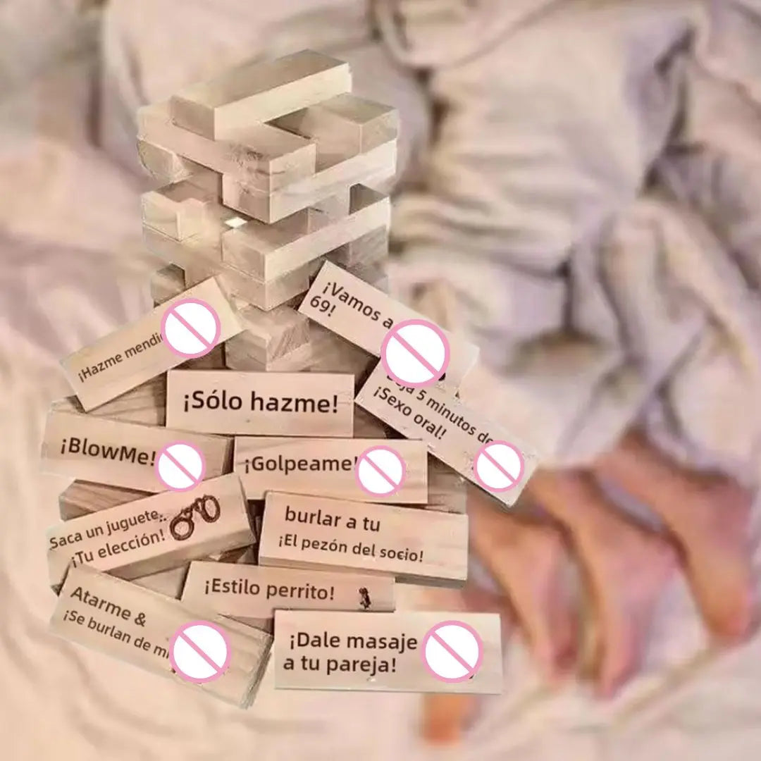 Spanisches Sex-Block-Turmspiel für Paare, Erotik-Partyspiel für Erwachsene, Sexspielzeug, Valentinstag, Tumbling Tower, Stapelspiele