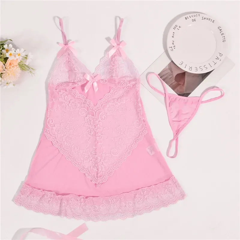 Lencería sexy para mujer, vestido transparente, vestido sin entrepierna, disfraz erótico femenino, conjunto de ropa interior sexy con escote en V profundo, camisón