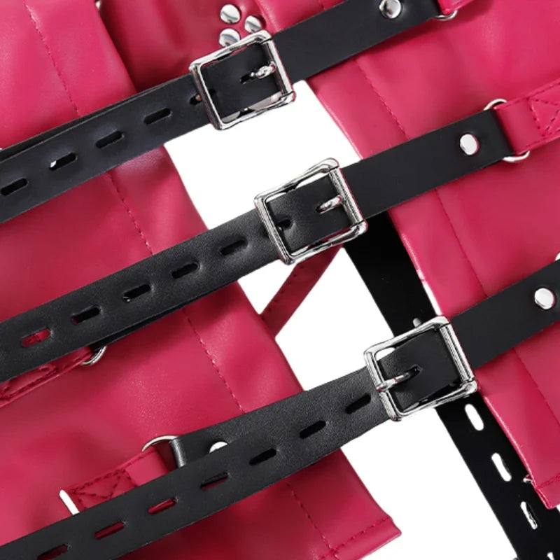 Chaqueta de cuero BDSM con sujeción ajustable para el pecho y los brazos, disfraz erótico para juegos de rol en pareja, juguetes sexuales.