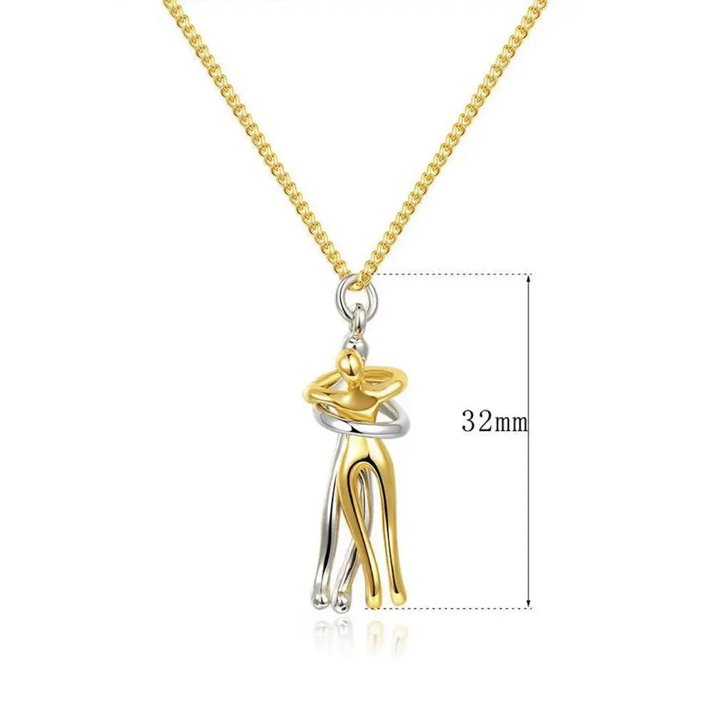 Couple's Two Color Necklace Personalized Fashion Lovers Together Forever Pendants Collarbone Chain Jewelry Gift