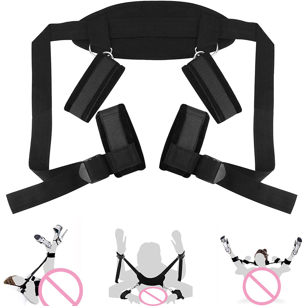 Juego de esposas sexuales BDSM para parejas, kit para adultos, látigo, tapón anal, vibrador, venda para los ojos, arnés, bondage para cama, esposas sexuales sexys