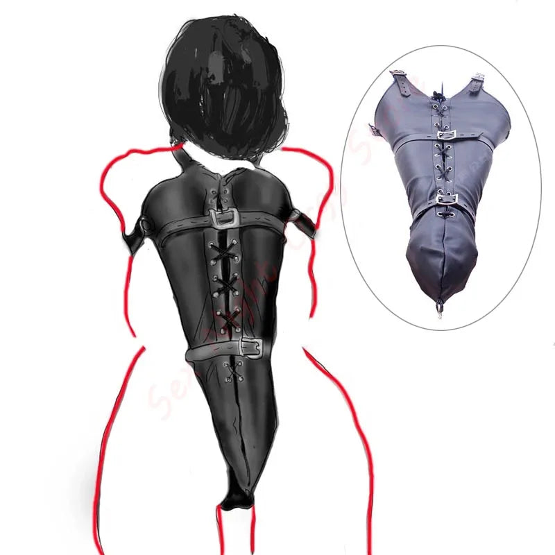 BDSM Sex Bondage Arm Binder, Detrás de la espalda, Camisa de fuerza, SM Leather Arm Binder Restraint, Guante de esclavo con cerradura y correa de hombro