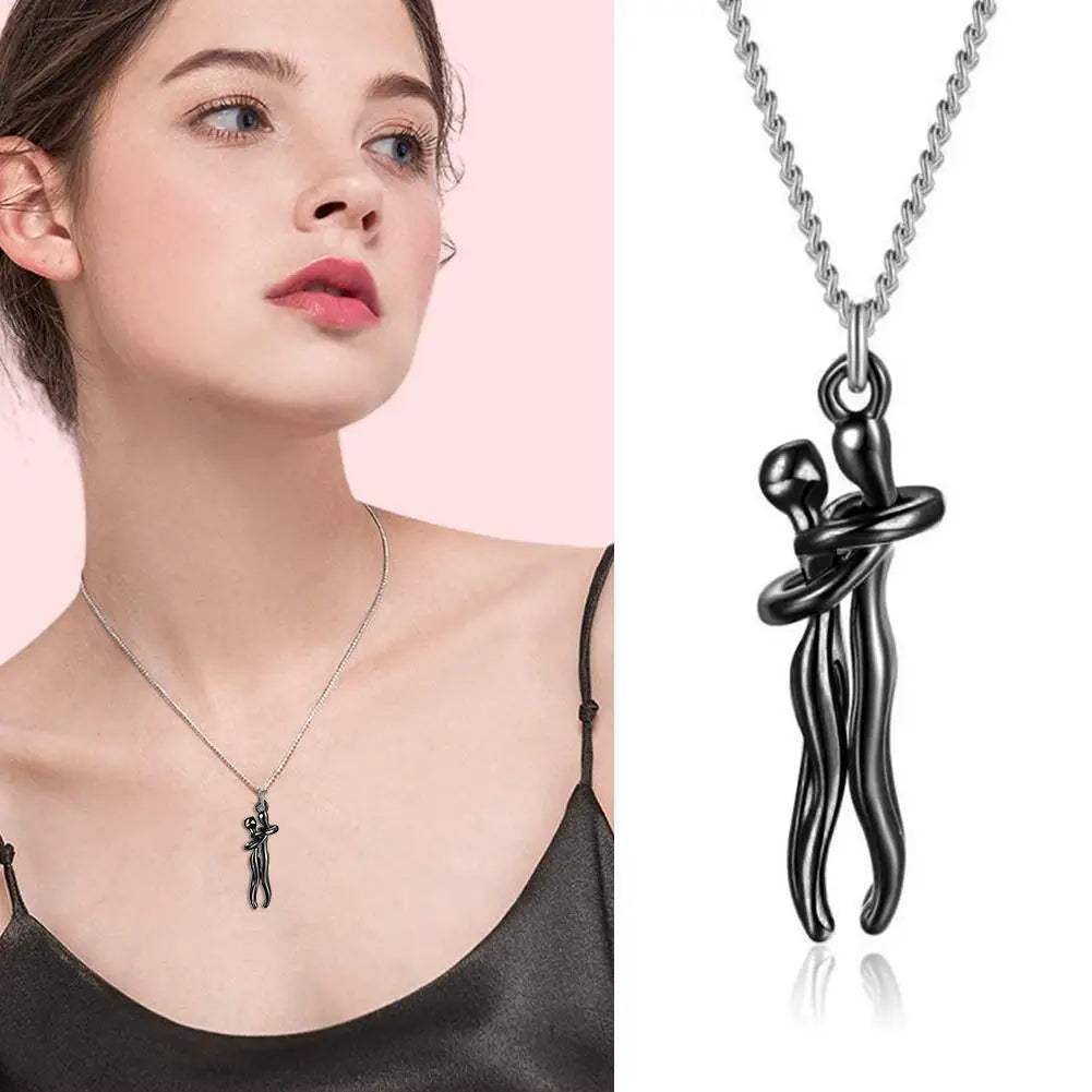 Couple's Two Color Necklace Personalized Fashion Lovers Together Forever Pendants Collarbone Chain Jewelry Gift