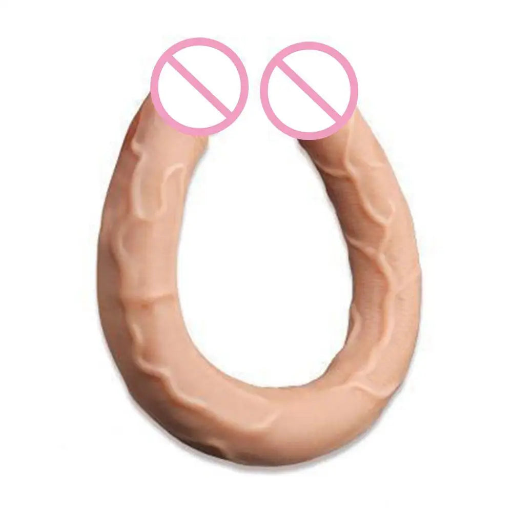 Consolador de doble extremo para mujeres, flexible, realista, doble penetración, juguete para adultos para estimulación vaginal y anal, para lesbianas, doble pene.