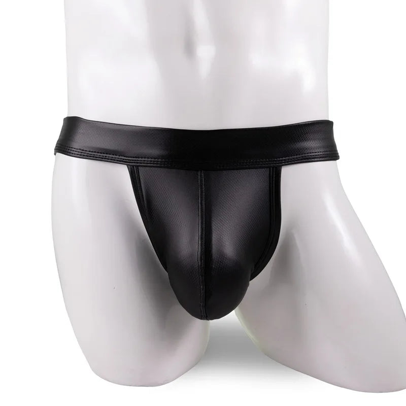 Sexy Männer Unterwäsche Jockstraps Schwarz Kunstleder Pantie Mann G-String Tangas Dessous Erotische Penis Männliche Unterhose Cueca Ropa
