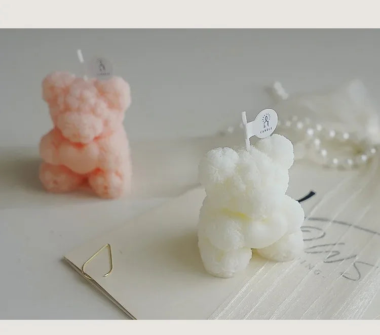 Cute Rose Bear Candle Romantic Cute Soy Wax Aromatherapy Small Scented Relaxing Birthday Wedding Party Gift Home Decor