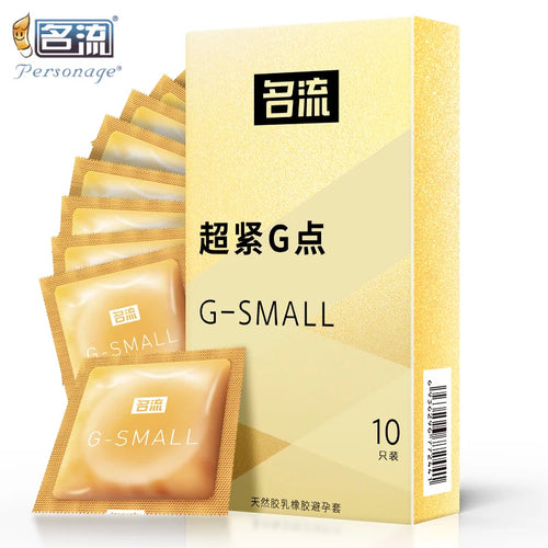 PERSONAGE 10 condones de látex de 45 mm, duraderos y fiables, de larga duración, pequeños, ultra lubricados, grandes, con aceite y punto