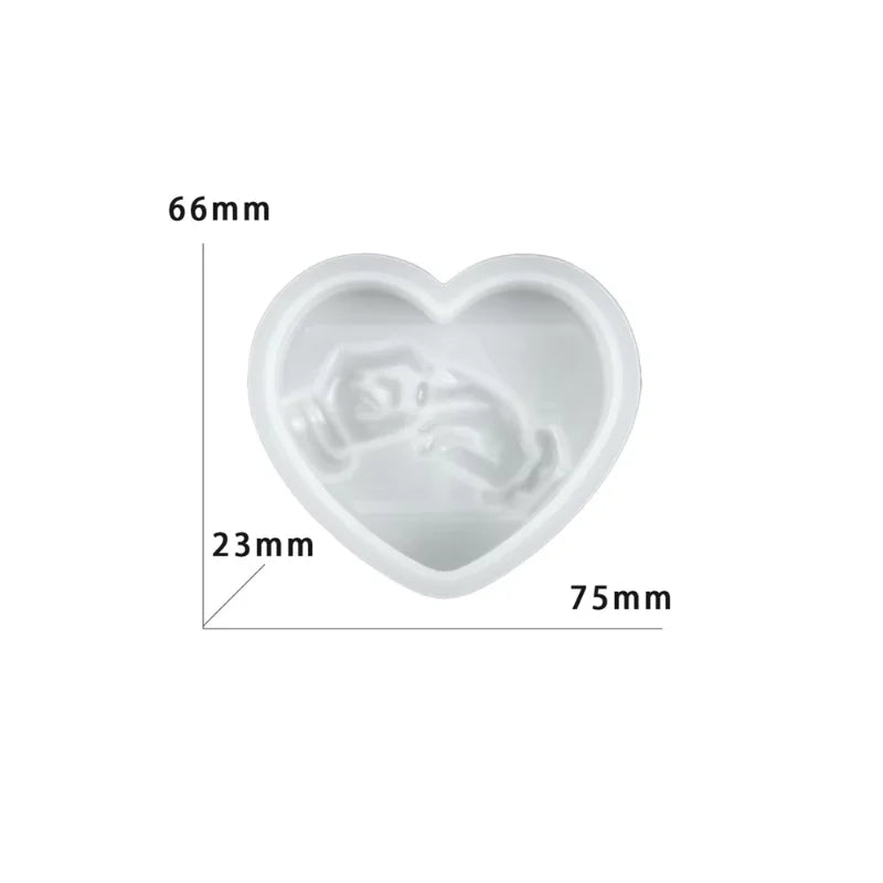 Romantic Couple Hand-in-Heart Silicone Candle Mold DIY Valentine's Day Scented Wax & Soap DIY Love-Themed Craft Molds