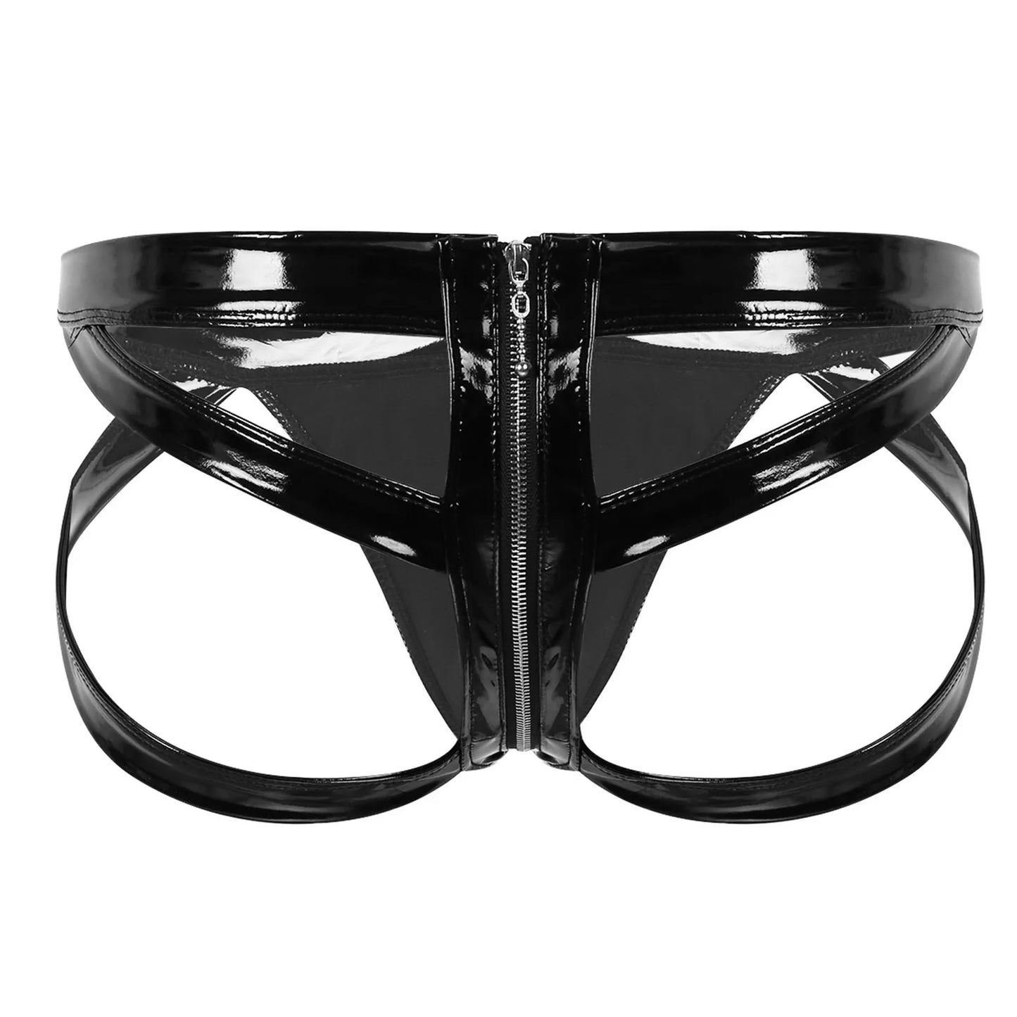 Herren Sexy Sissy Dessous Wetlook Lackleder Slip Low Rise Bulge Pouch Open Po Reißverschluss Schritt Höschen Unterwäsche Nachtwäsche
