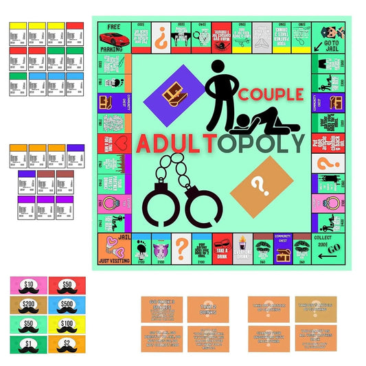 Juego de mesa Adultopoly para parejas, juguetes sexuales, citas nocturnas, cartas, accesorios para 1 juego de mesa sexual para adultos.