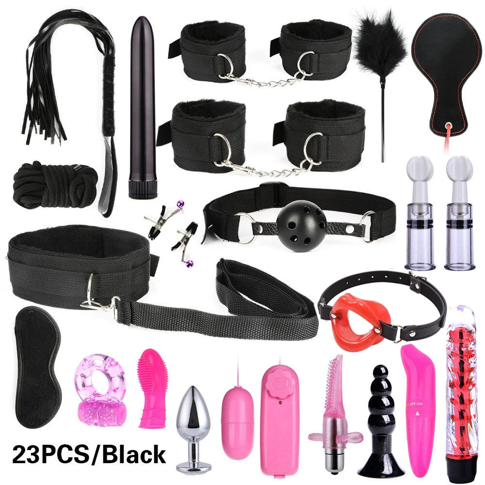 Kits de juguetes sexuales BDSM para adultos, juegos eróticos, máscara de bondage, esposas de plumas, esposas de tobillo y ataduras para parejas, accesorios sexuales para mayores de 18 años.