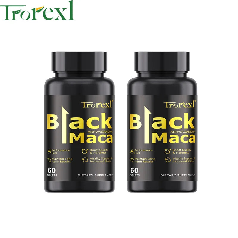 Maca negra natural para potenciar la erección, suplementos para aumentar el volumen y la fuerza masculina, cápsula de máxima resistencia para hombres.