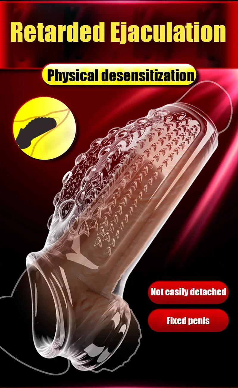 Juguetes sexuales para alargar el pene, extensor de anillo para pene, funda reutilizable, preservativos, productos para adultos, herramienta erótica para parejas.