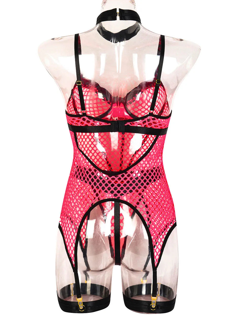 Conjunto de lencería sexy JSY para mujer, ropa interior corporal, camisón de malla transparente, ropa de dormir, lencería erótica, disfraces porno