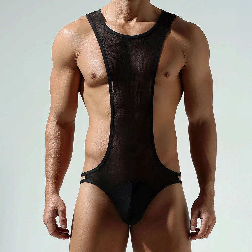Sexy Männer Unterwäsche T-Back Bodysuit Jumpsuit Stretch Nylon Man Harness Herren Tangas Jockstrap Sissy Tanga Hombre Slip Dessous