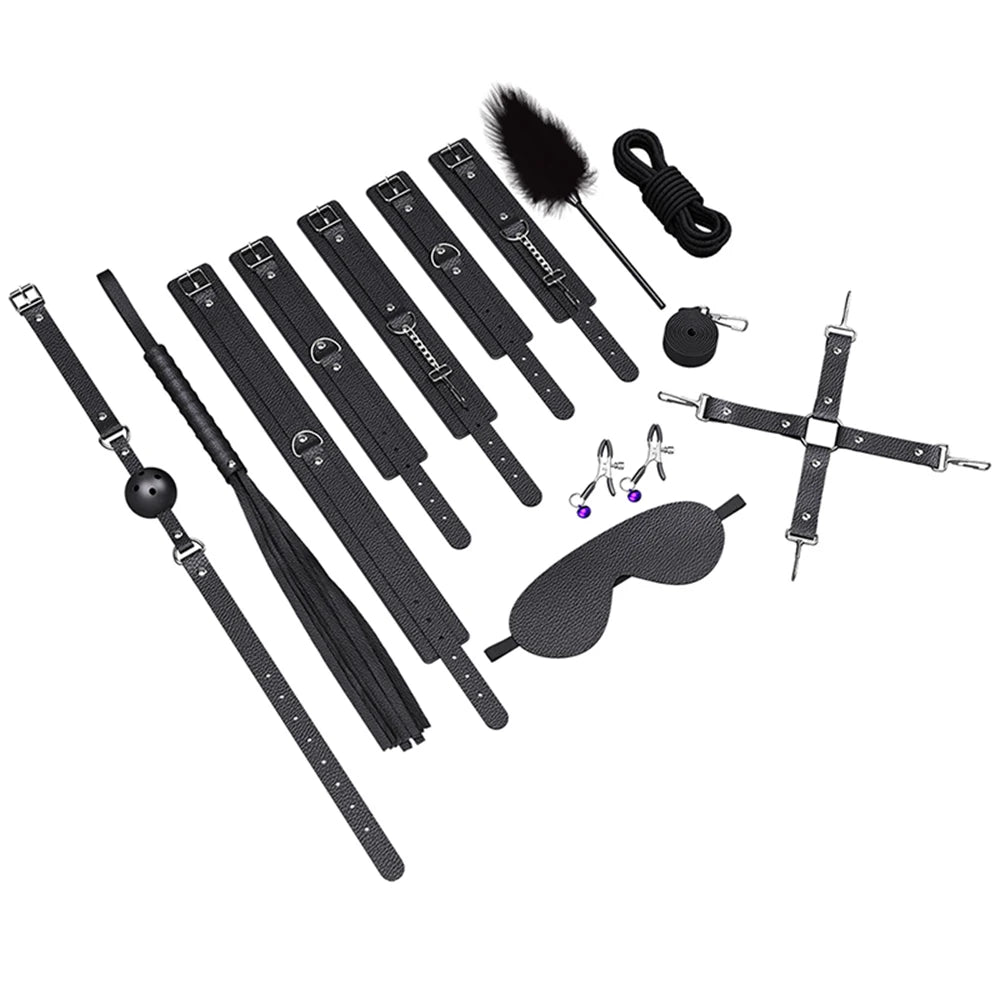 Kit de ataduras para cama con correas ajustables BDSM para parejas, esposas y tobilleras, juego de bondage SM, juguetes sexuales para adultos