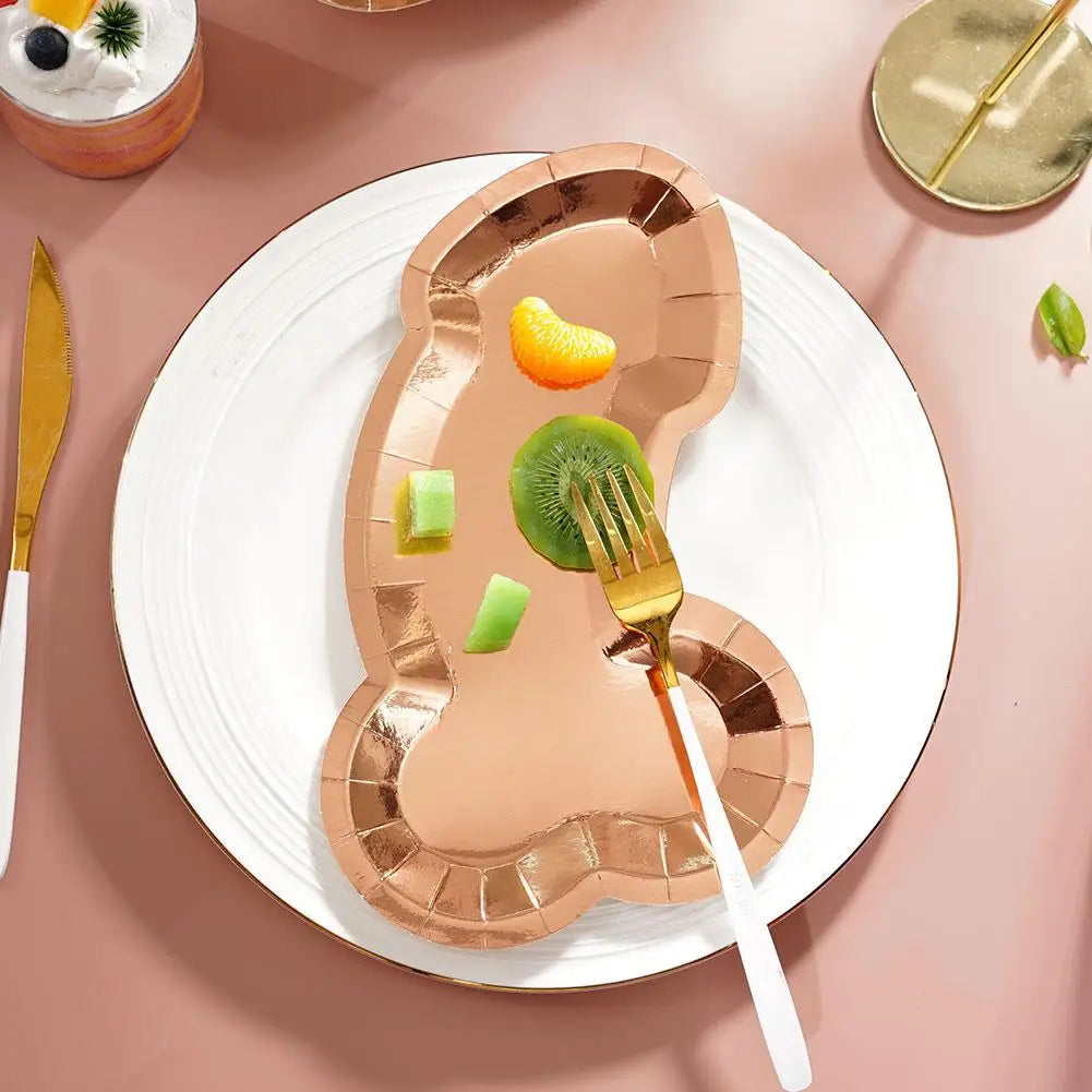 25Pcs Penis Paper Plates Funny Tableware Bachelorette Shower Gift Accessories Night Hen Bridal Wedding Party Supplies Party H0X8