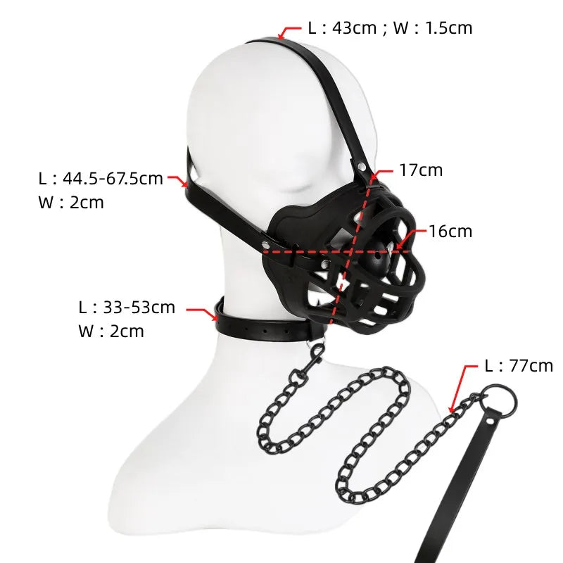 BDSM-Gesichtsmaske aus hohlem Netzgewebe mit offenem Mund und Ballknebel für Fetisch-Sklaven für Paare, Spiele für Erwachsene, Bondage-Fesseln, Cosplay-Sexspielzeug