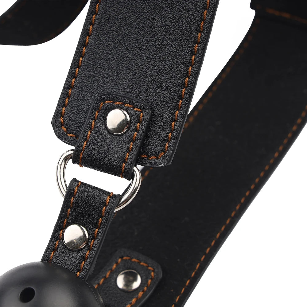 Juego de ganchos anales de cuero BDSM, posición de asistencia sexual, sujeción con gancho de metal, esposas con tapón bucal y cinturón, juguetes sexuales para adultos