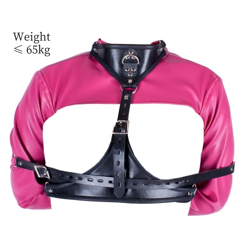 Chaqueta de cuero BDSM con sujeción ajustable para el pecho y los brazos, disfraz erótico para juegos de rol en pareja, juguetes sexuales.