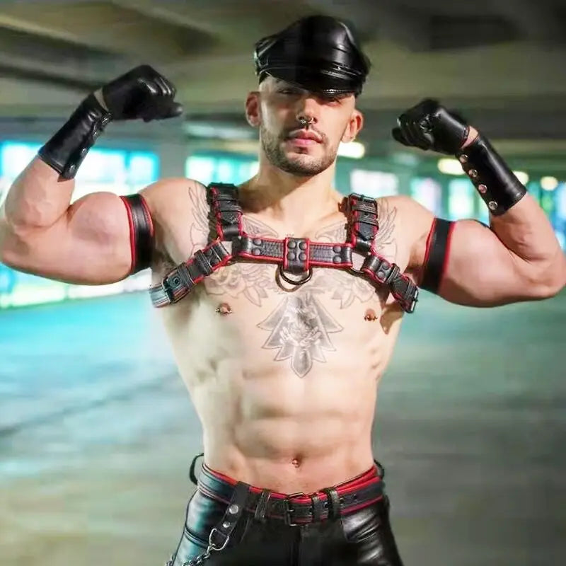 Bdsm Homme Harness Nighclubwear Schultergürtel Herren Fetisch Leder BDSM Bondage Sexual Body Chest sexy Outfits Herren