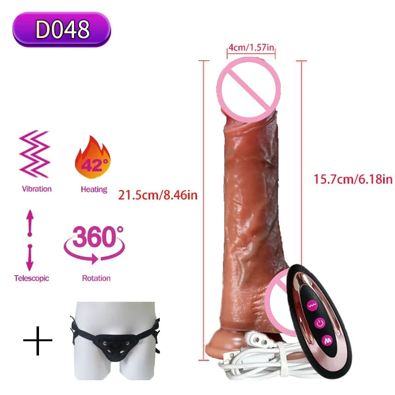 Consolador vibrador telescópico para mujer, de silicona, con punto G, realista, vibrador para masturbación, juguetes eróticos para adultos.