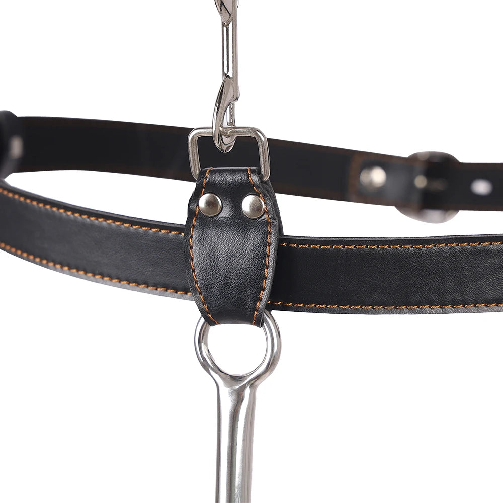 Juego de ganchos anales de cuero BDSM, posición de asistencia sexual, sujeción con gancho de metal, esposas con tapón bucal y cinturón, juguetes sexuales para adultos