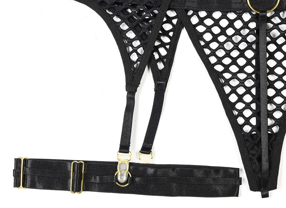 Conjunto de lencería sexy JSY para mujer, ropa interior corporal, camisón de malla transparente, ropa de dormir, lencería erótica, disfraces porno