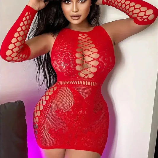 Sexy Dessous Erotische Kleider Heiße Sex Unterwäsche Porno Intimates Pyjamas Hohl Elastische Enge Mesh Dessous Kostüme Slips Kleid