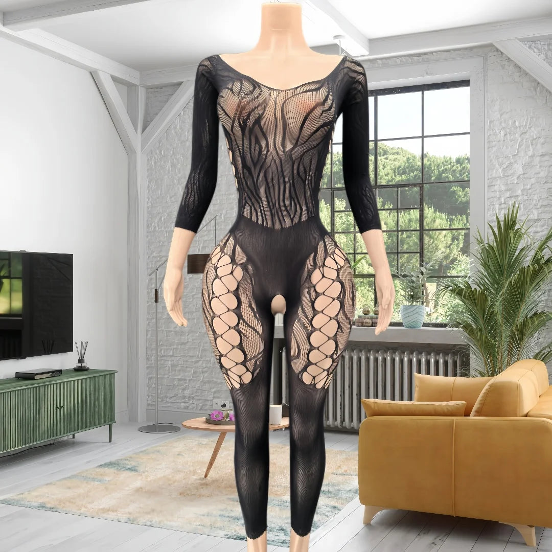 Sexy Dessous Einteiliges Lange Ärmel Damenunterwäsche Rot Transparent Offener Schritt Erotische Bodystrümpfe Für Sex Porno Bodysuits
