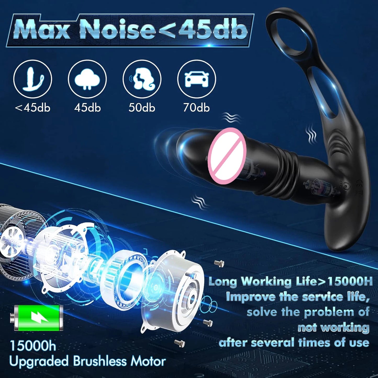 Männliche Prostatamassage Teleskop-Vibrator Anal Butt Plug Vibrator Verzögerung Ejakulation Penisring Dildos Sexspielzeug für Männer Homosexuell 18+