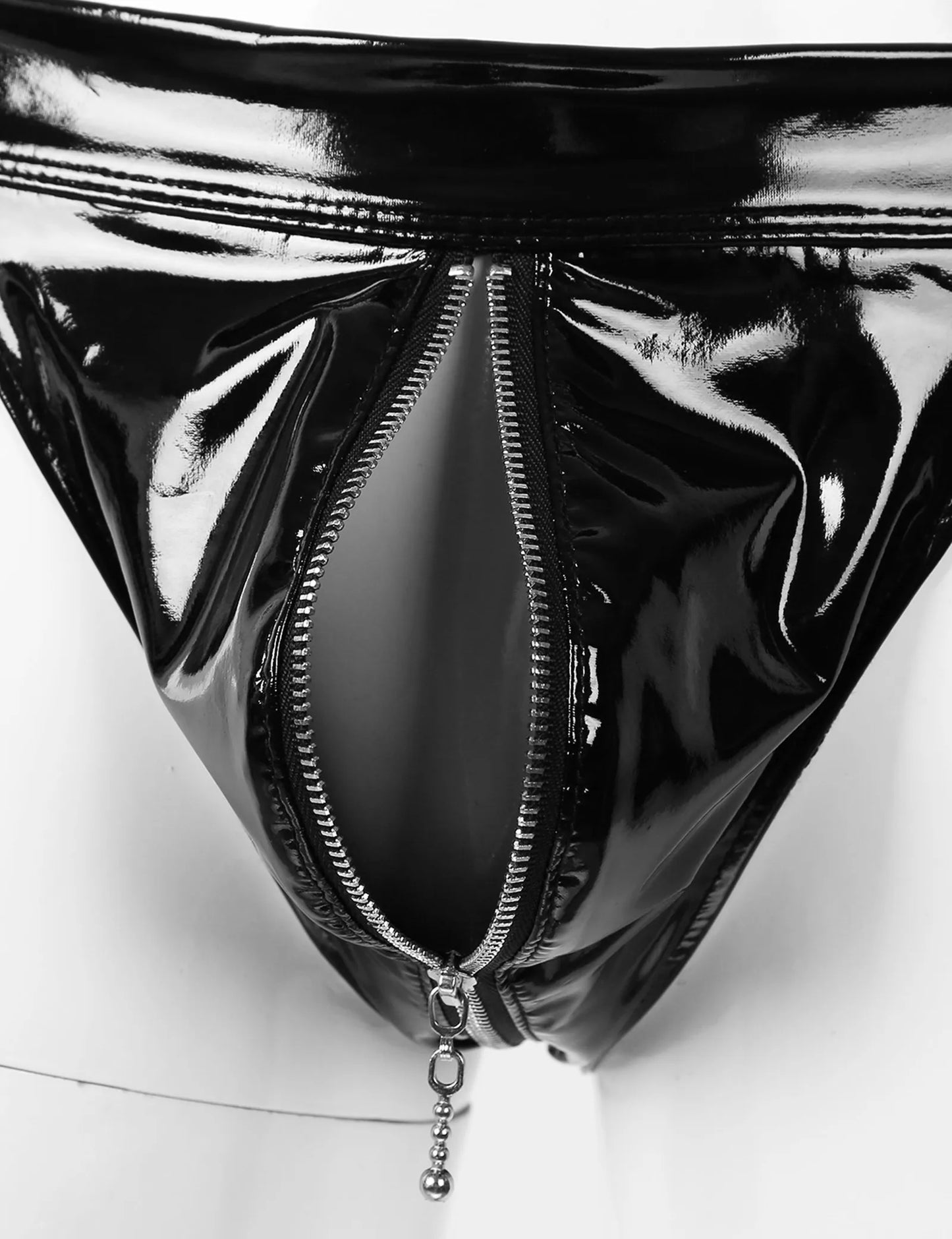Herren Sexy Sissy Dessous Wetlook Lackleder Slip Low Rise Bulge Pouch Open Po Reißverschluss Schritt Höschen Unterwäsche Nachtwäsche