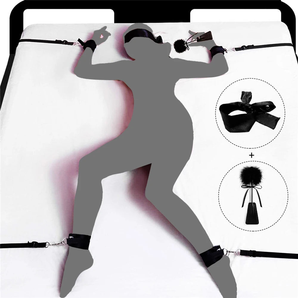 Kits de juguetes sexuales BDSM para adultos, juegos eróticos, máscara de bondage, esposas de plumas, esposas de tobillo y ataduras para parejas, accesorios sexuales para mayores de 18 años.