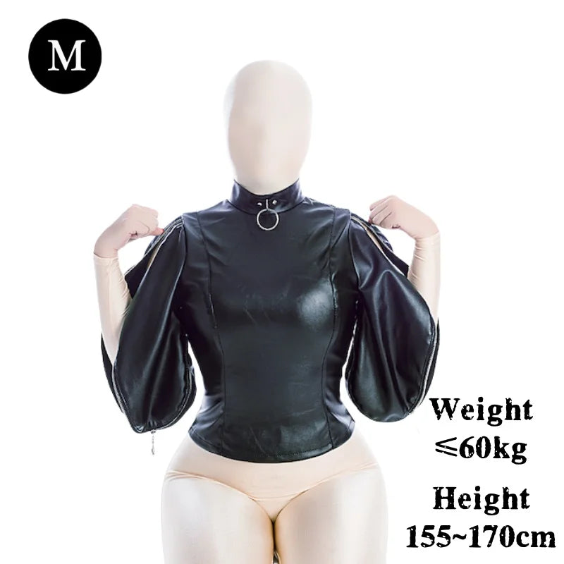 Disfraces sexys de bondage BDSM para adultos con camisola de cuero sintético para la parte superior del cuerpo, para parejas, juegos de rol de esclavos, juguetes sexuales.