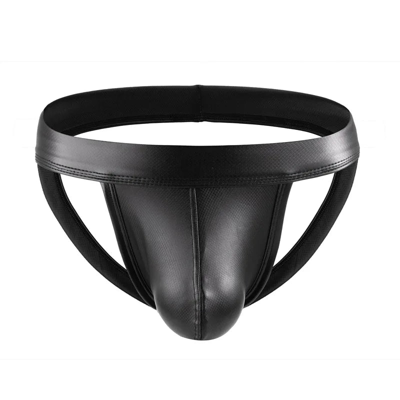 Sexy Männer Unterwäsche Jockstraps Schwarz Kunstleder Pantie Mann G-String Tangas Dessous Erotische Penis Männliche Unterhose Cueca Ropa