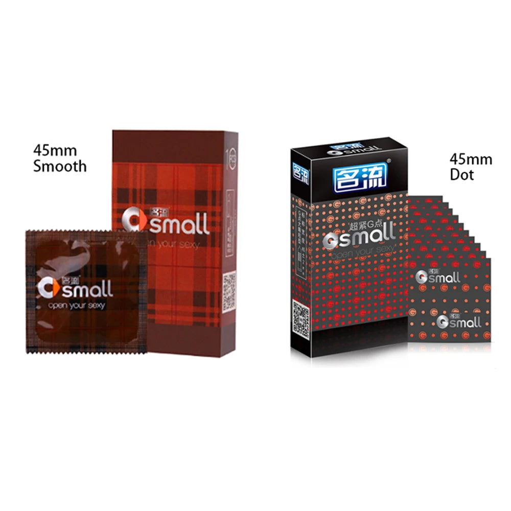 PERSONAGE 10 Stück 45 mm langlebige, zuverlässige Latex-Kondome, langlebige kleine, ultra-geschmierte große Öl-Kondome mit Punkt