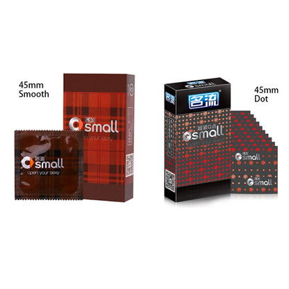 PERSONAGE 10 Stück 45 mm langlebige, zuverlässige Latex-Kondome, langlebige kleine, ultra-geschmierte große Öl-Kondome mit Punkt