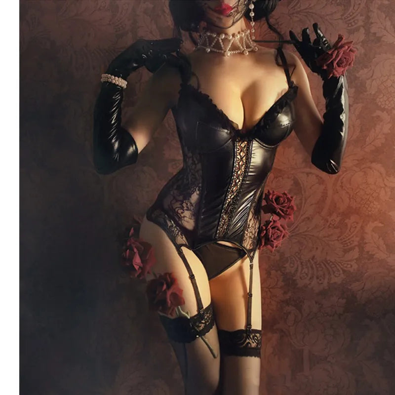 Damen Sexy Korsett Dessous Plus Size Hot Sexy Schwarzer Spitzen-BH Verstellbare Träger Korsett Top Weibliche schlanke Taille Bustier Mieder