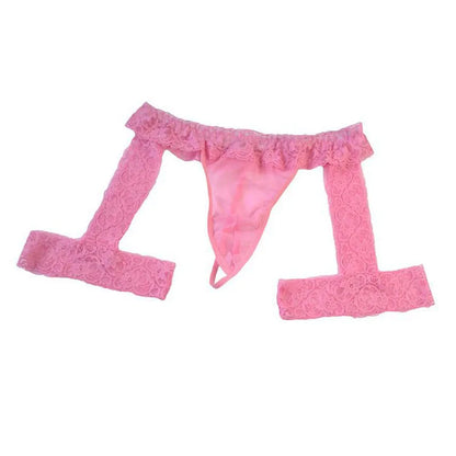 Lencería sexy para él, tanga de encaje estilo liguero, ropa interior con tanga transparente debajo de los pantalones, ropa interior de fantasía para hombres