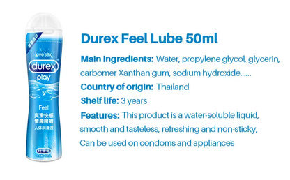 Durex 50 ml Gleitmittel auf Wasserbasis, Anal-Masturbations-Gleitmittel, Penis-Gel, Massageöl, Vaginal-Sexprodukte für Paare