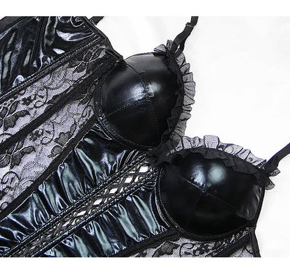 Damen Sexy Korsett Dessous Plus Size Hot Sexy Schwarzer Spitzen-BH Verstellbare Träger Korsett Top Weibliche schlanke Taille Bustier Mieder