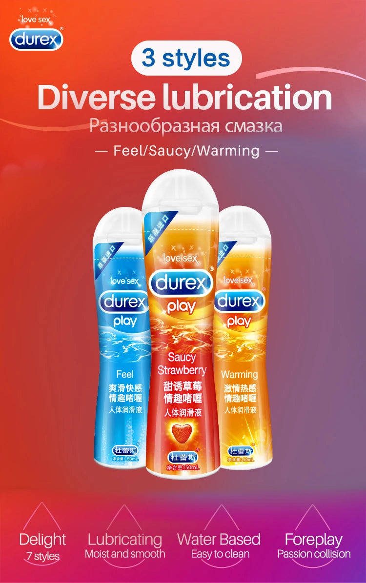 Durex 50 ml Gleitmittel auf Wasserbasis, Anal-Masturbations-Gleitmittel, Penis-Gel, Massageöl, Vaginal-Sexprodukte für Paare