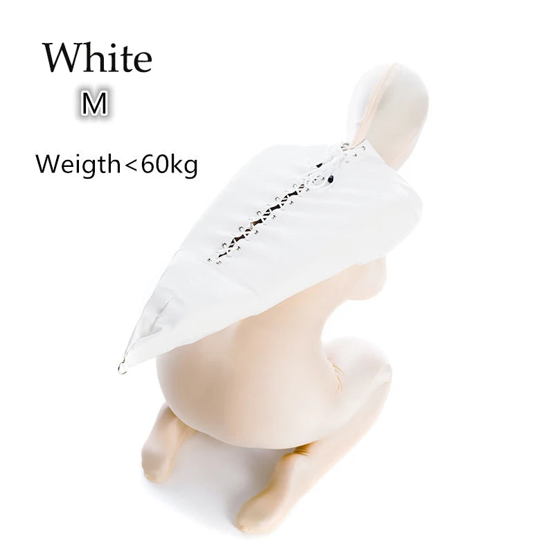 BDSM-Armbinder aus Leder, Zwangsjacke hinter dem Rücken, SM-Bondage-Handschuh, Sklavenhaubenmaske mit offenem Mund, Cosplay-Sexspielzeug für Erwachsene